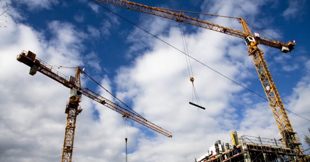 Construction scene with cranes