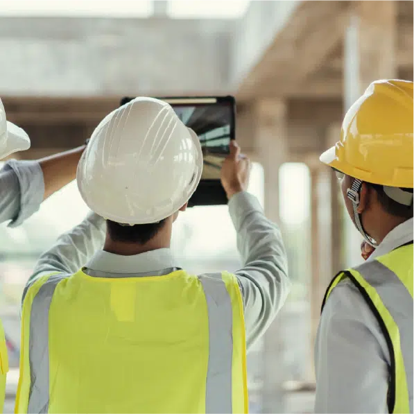 Contractors looking at plans on ipad